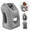 Gray inflatable travel pillow with multiple views on a white background