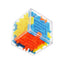 angled view of maze puzzle ball speed cube highlighting colourful multi tiered tracks