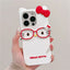 3D Glasses Cat Silicone Case for iPhone 11 12 13 14 15 16 17 Pro Max