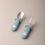 2PCS Baby Learning Spoon & Fork Set Wooden Handle Silicone Cutlery