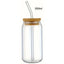 Glass Mason Jar Cup with Bamboo Lid & Straw 350ml/550ml Drink Mug