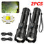 2000LM Tactical LED Flashlight USB Charging Zoom Torch