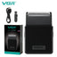 vgr rechargeable beard trimmer black electric shaver front view with usb charging cord included