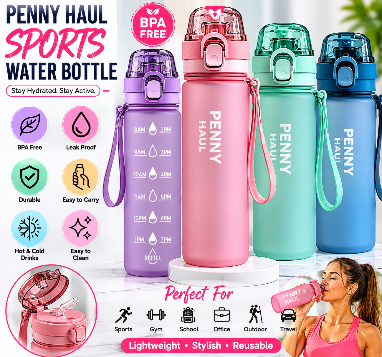 Sports water bottle