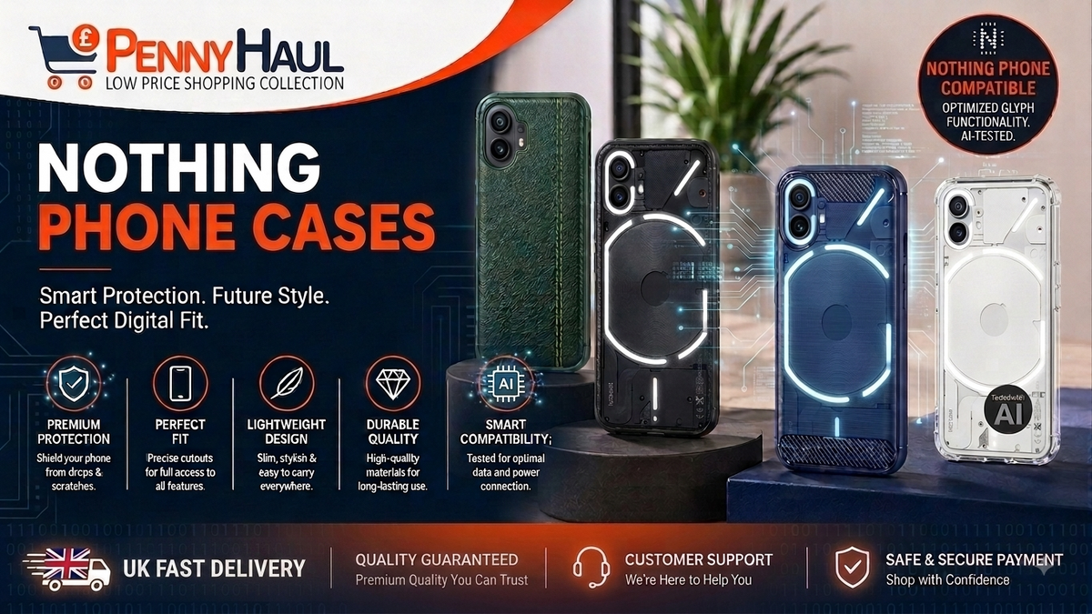 Smart phone case display featuring sleek transparent, textured, and illuminated protective covers.