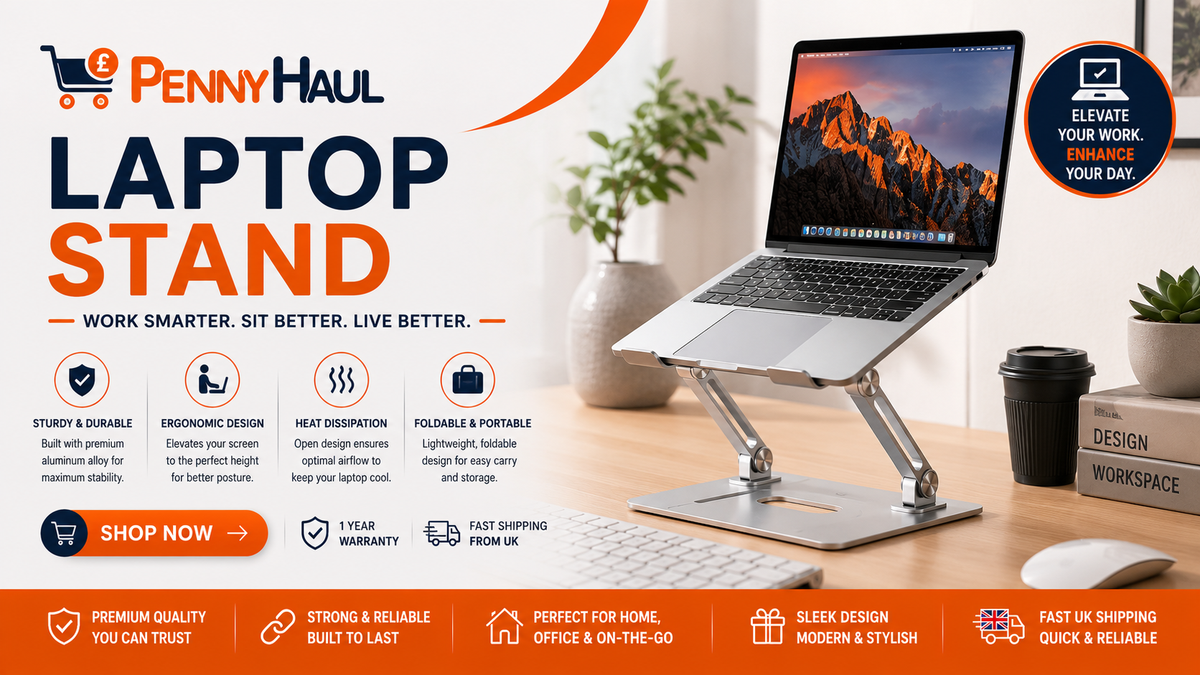 Laptop Stand Adjustable Aluminium Foldable Riser for Desk Work 