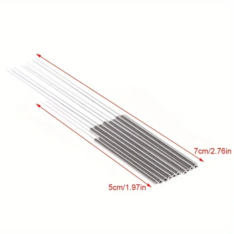 3d printer nozzle cleaning kit needle dimensions diagram showing length of stainless steel tools