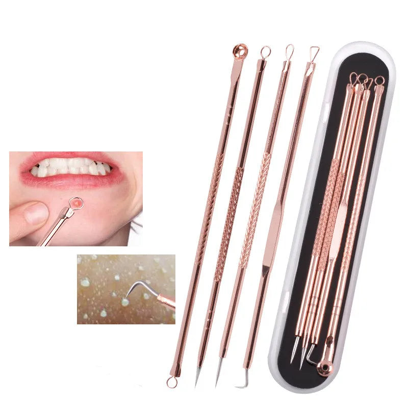 4Pcs Blackhead and Acne Remover Set protective metal case options for clean storage and travel convenience