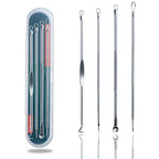 4Pcs Blackhead and Acne Remover Set slim carrying case with antibacterial needles for clear blemish-free skin