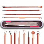 4Pcs Blackhead and Acne Remover Set rose gold antibacterial tools with storage case for hygienic blemish extraction