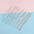 4Pcs Blackhead and Acne Remover Set silver stainless steel needle lineup for clearing congested pores