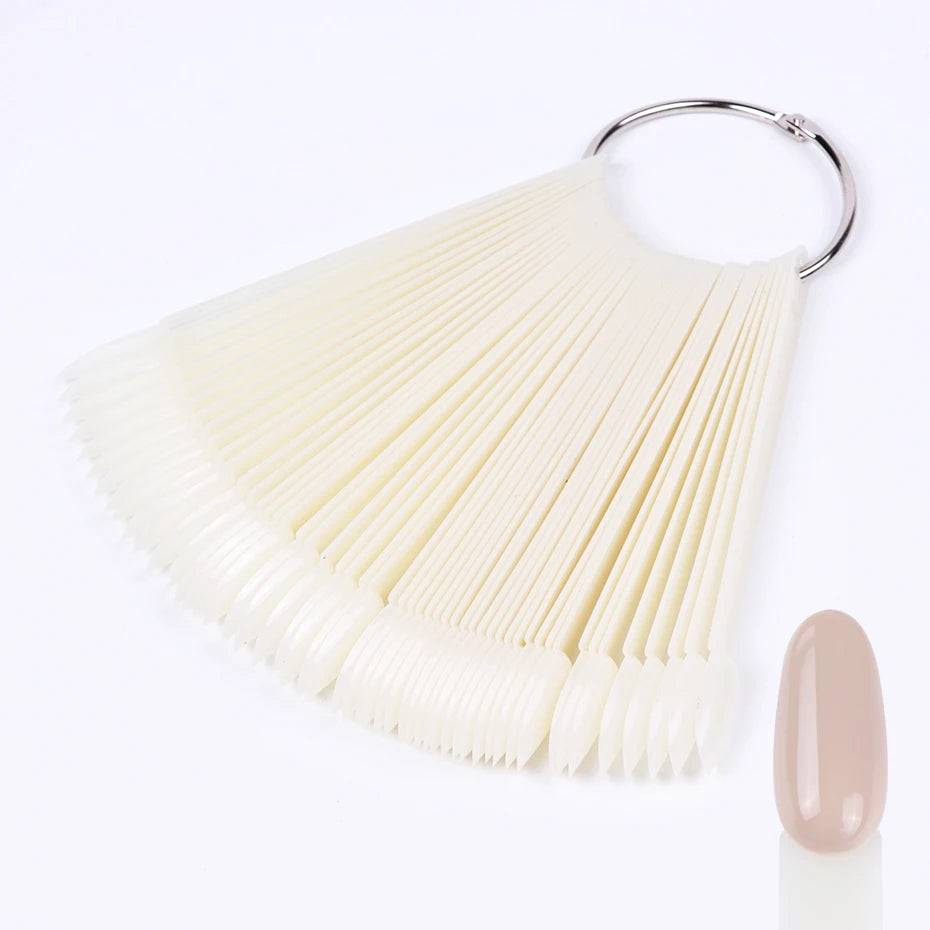 50Pcs False Nail Display Tips Oval Nail Art Practice Swatch Palette Penny Haul Uk
