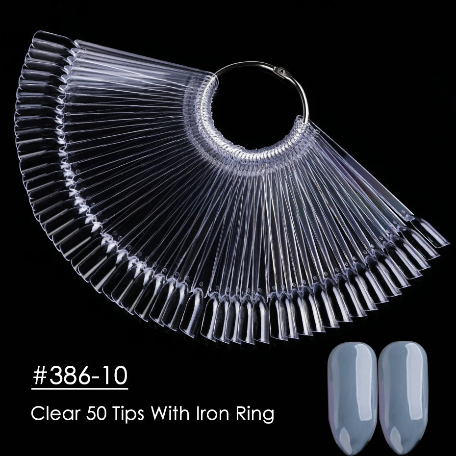 50Pcs False Nail Display Tips Oval Nail Art Practice Swatch Palette Penny Haul
