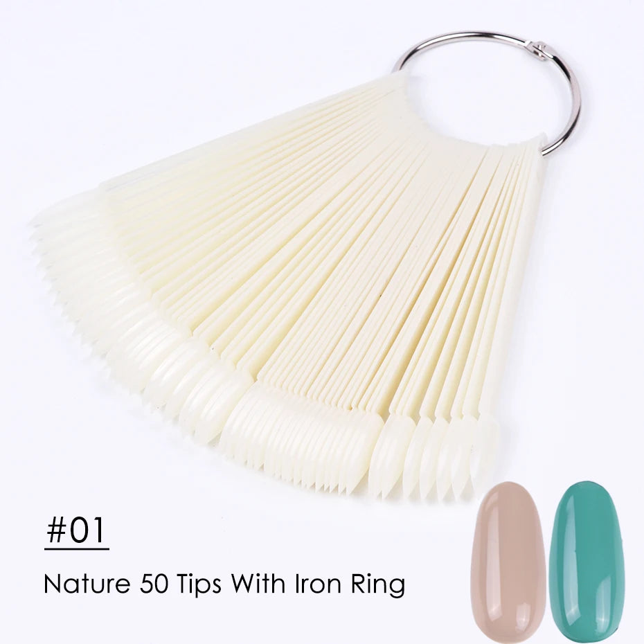 50Pcs False Nail Display Tips Oval Nail Art Practice Swatch Palette Penny Haul UK