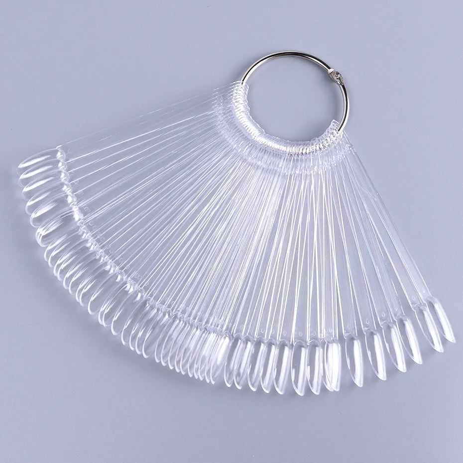 50Pcs False Nail Display Tips Oval Nail Art Practice Swatch Palette Penny Haul Uk
