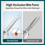 8-Piece Stainless Steel Acne & Blackhead Removal Tool Set ultra-fine cell clip tweezers closeup for accurate blackhead removal