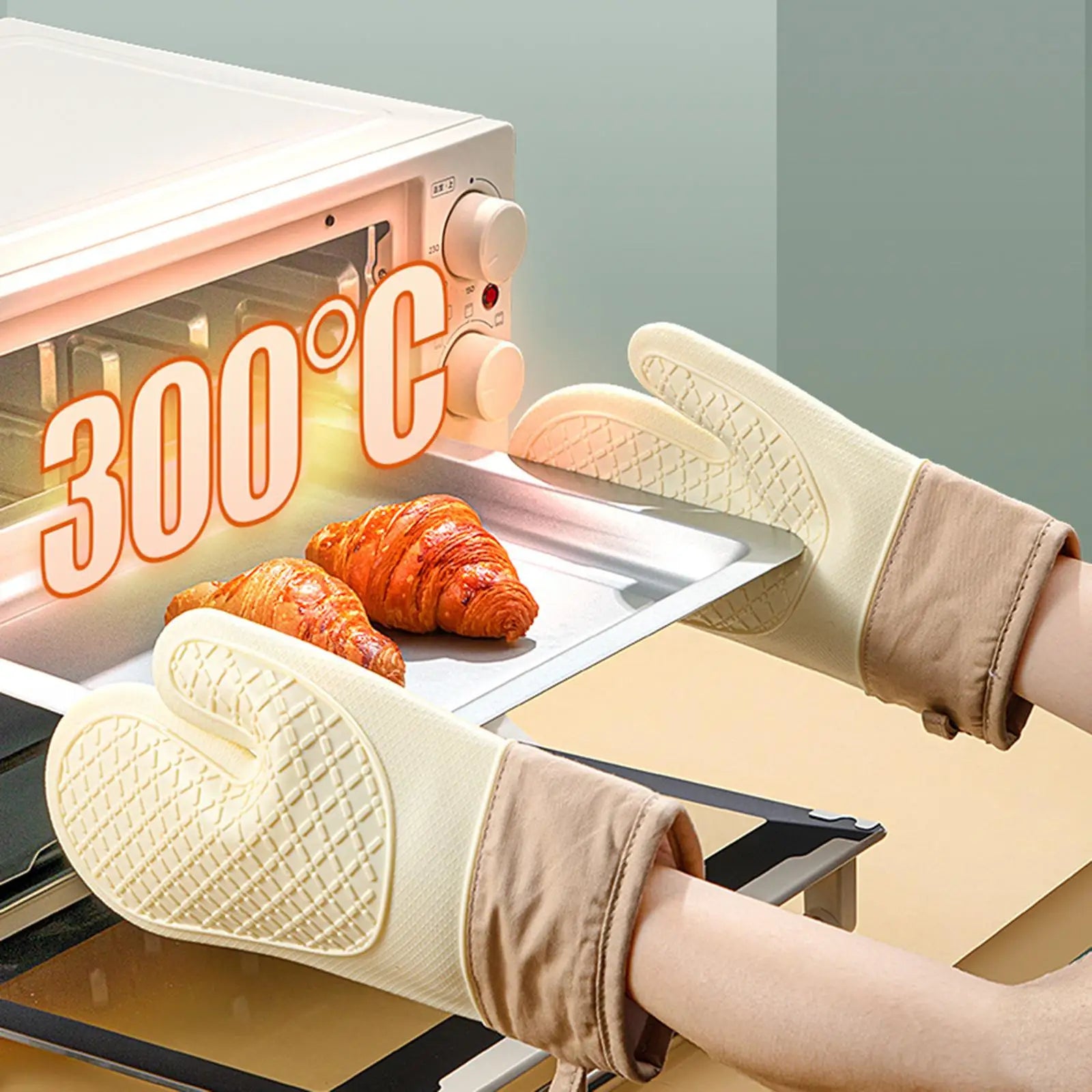 Thick Silicone Oven Mitts – Heat Resistant Non-Slip BBQ Gloves Secondary image