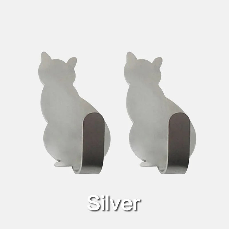 Cat Pattern Self-Adhesive Wall Hook Cute Towel & Clothes Hanger