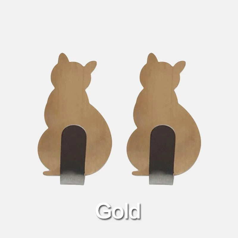 Cat Pattern Self-Adhesive Wall Hook Cute Towel & Clothes Hanger