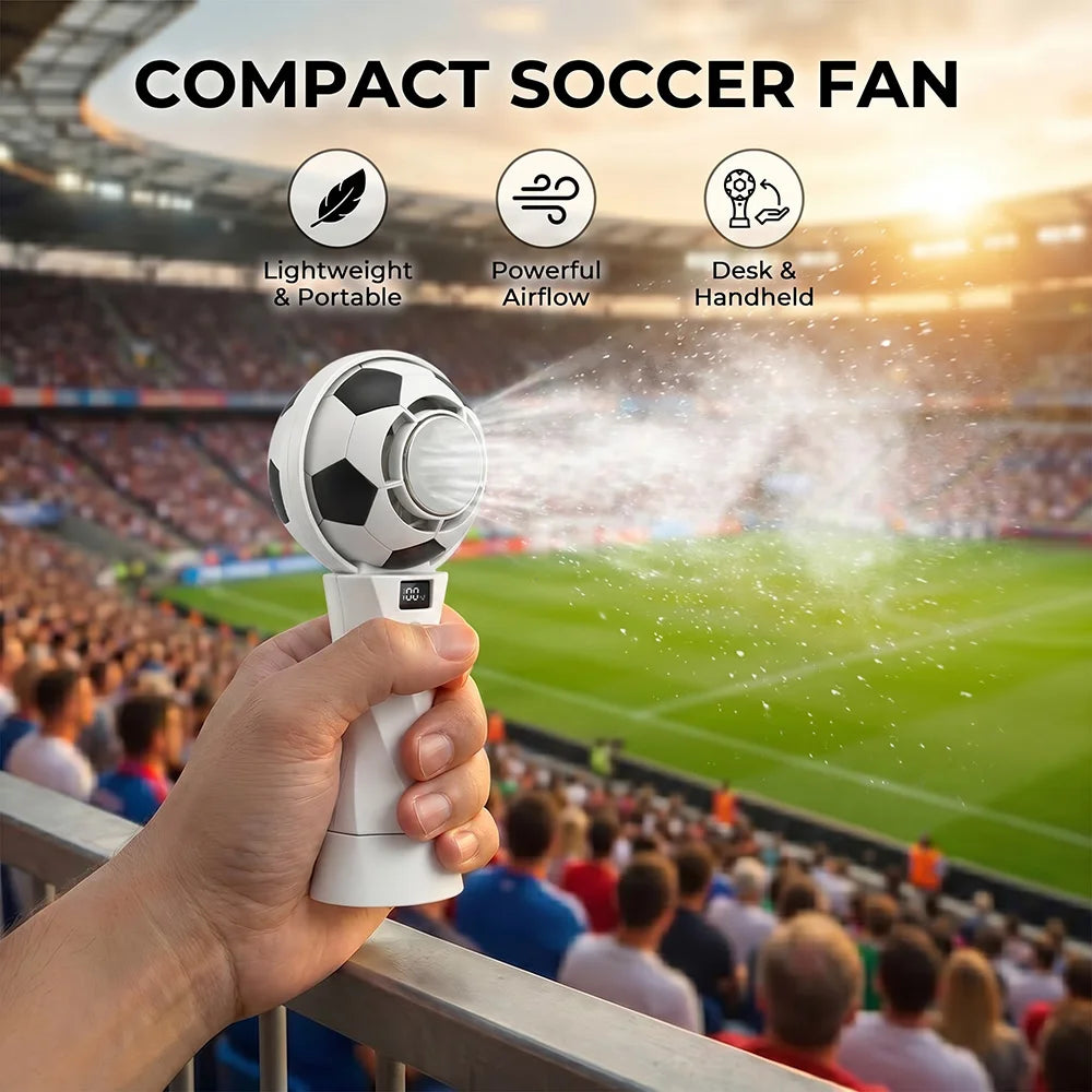 Football Mini Fan UK 3000mAh USB-C Rechargeable Desk Fan