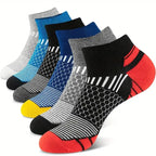 6 pairs mens short sports socks featuring moisture wicking breathable all season athletic low tube ankle socks in multicolor pack