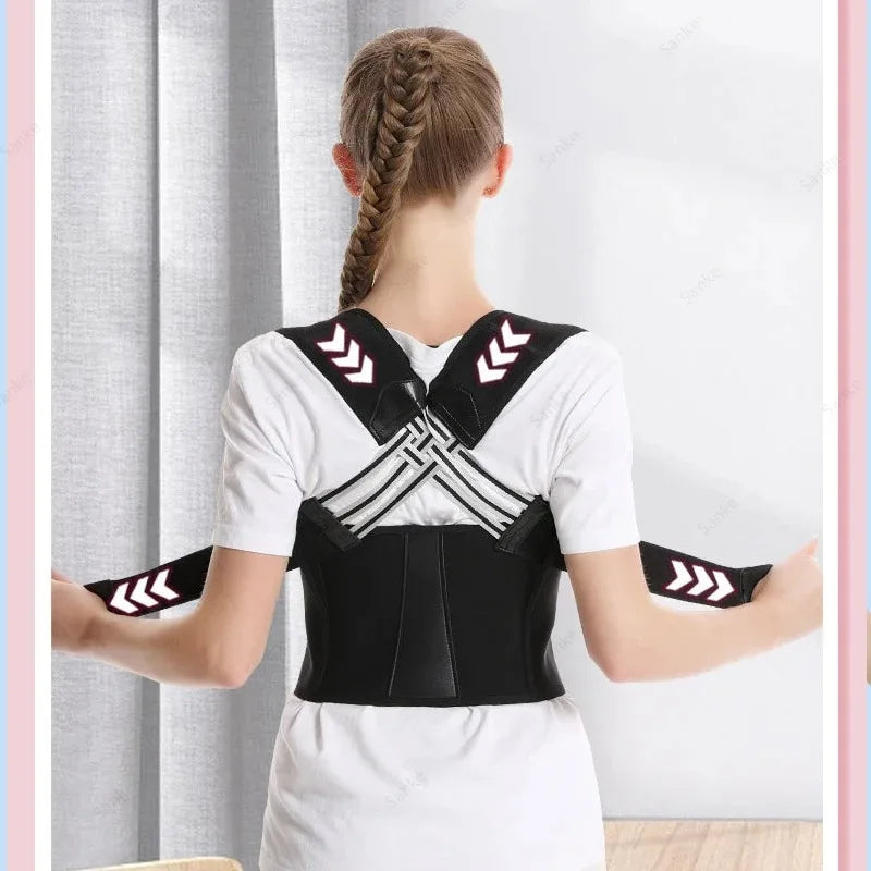 Adjustable Full Back Support Brace Shoulder Straightener Belt