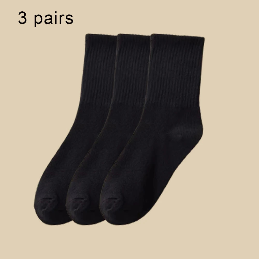 Women Mid Tube Socks 3-6 Pairs Breathable Warm Autumn Winter Comfort