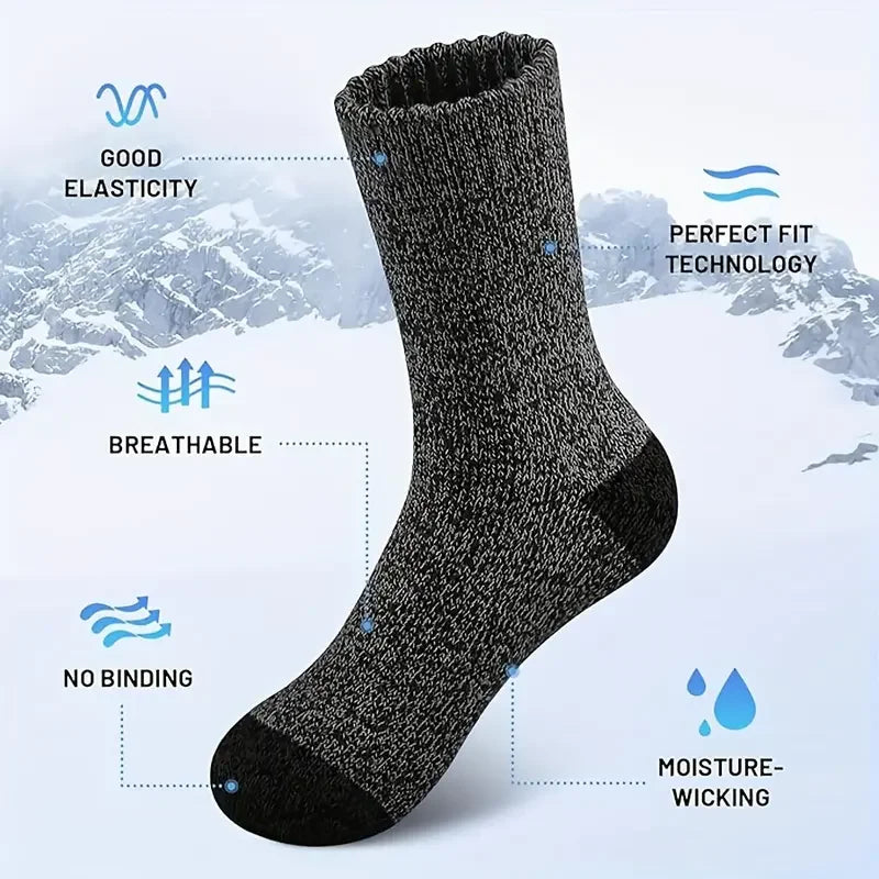 5 Pairs Merino Wool Hiking Socks Men Thick Thermal Cold Weather