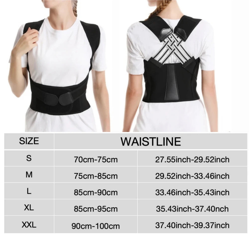 Adjustable Full Back Support Brace Shoulder Straightener Belt