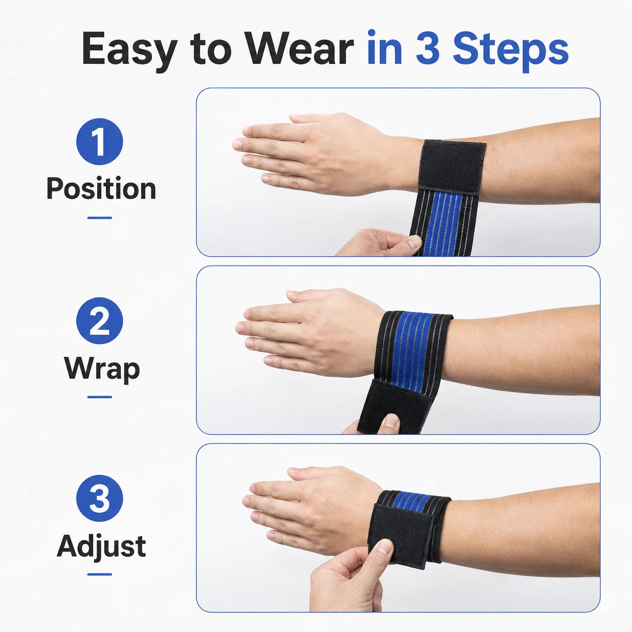 Elastic Wrist Wraps Adjustable Hook & Loop Gym Support Band Set