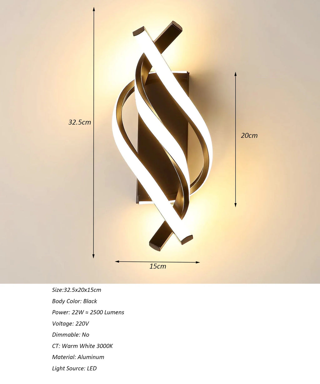 22W Minimalist LED Wall Light 2500LM Living Room Lamp