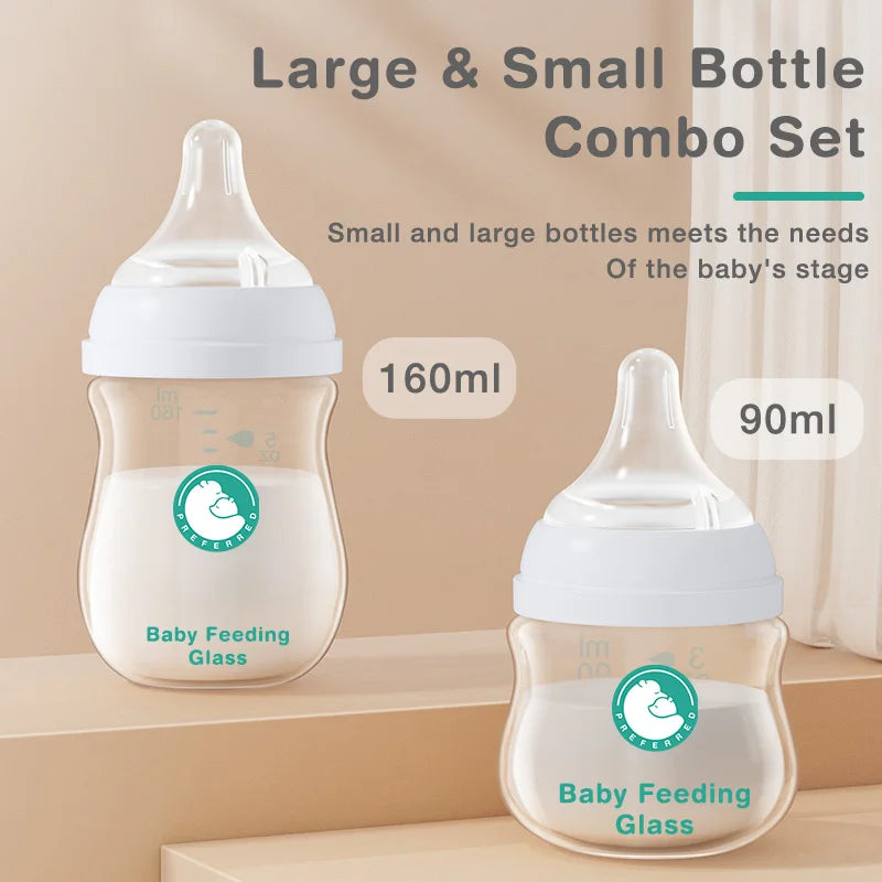MAMIJOY Anti-Choke Glass Baby Bottle BPA Free