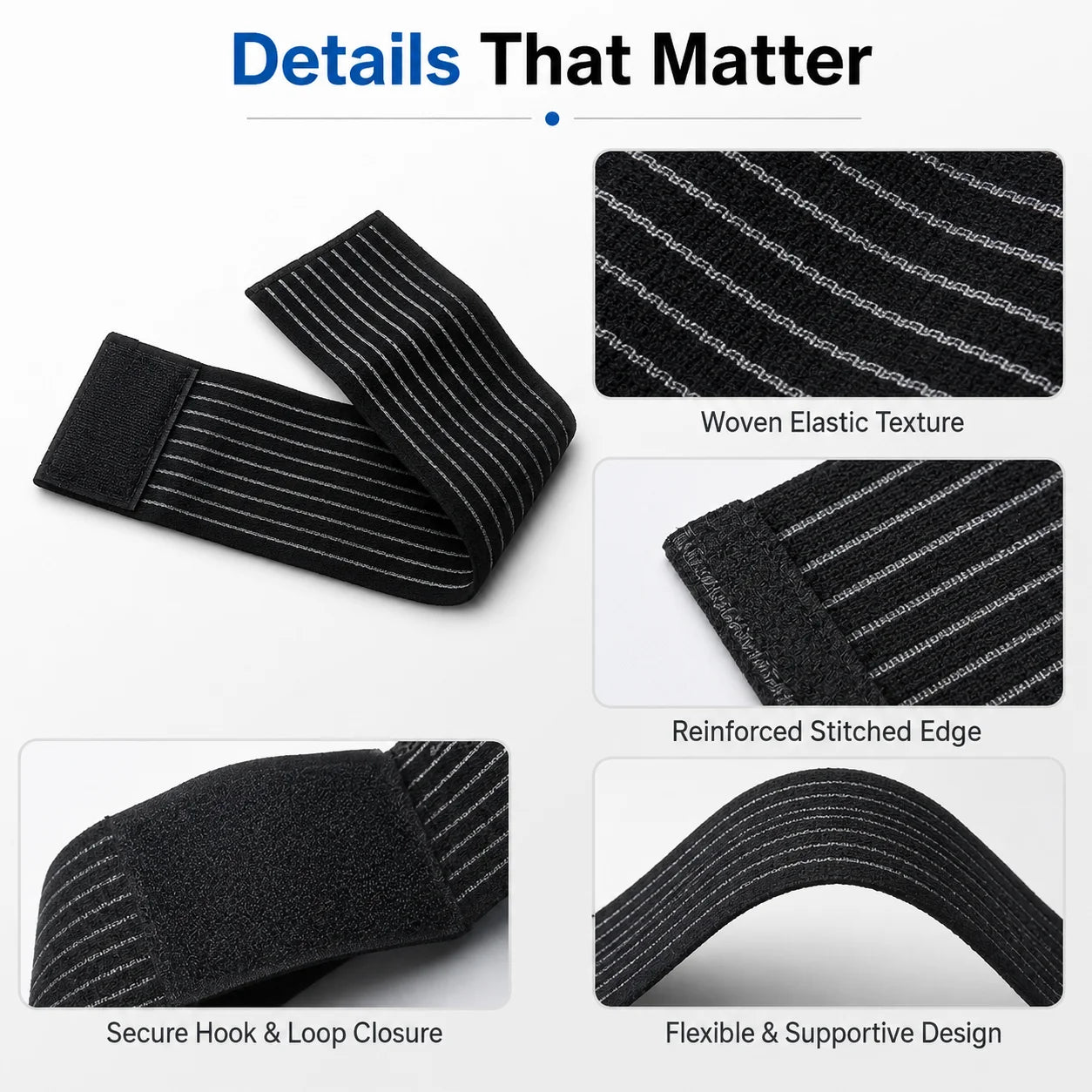 Elastic Wrist Wraps Adjustable Hook & Loop Gym Support Band Set