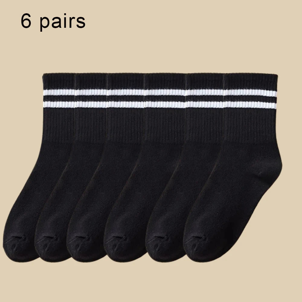 Women Mid Tube Socks 3-6 Pairs Breathable Warm Autumn Winter Comfort