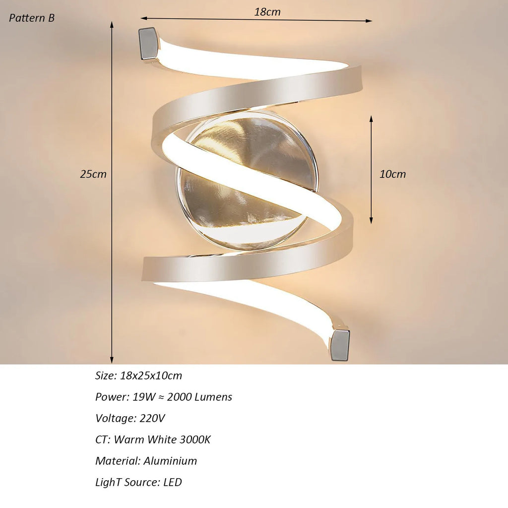 21W Creative Spiral LED Wall Sconce White Light