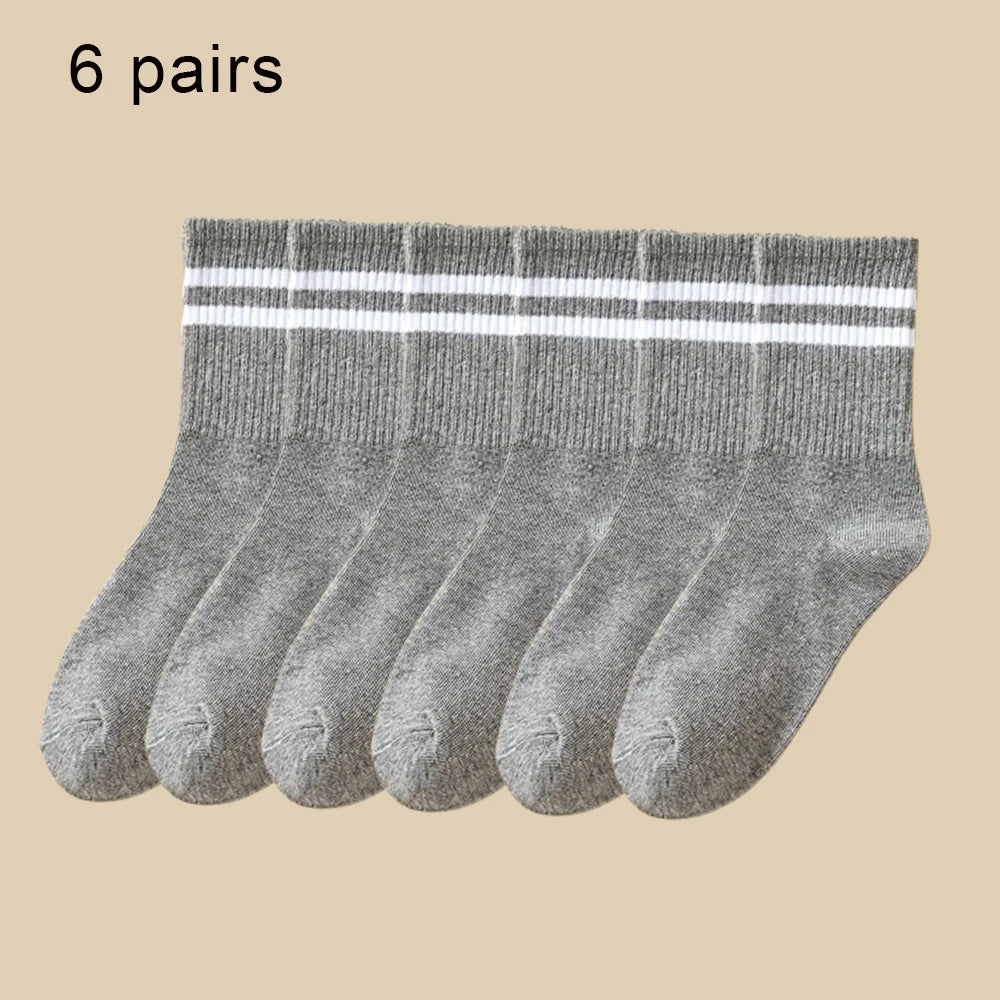 Women Mid Tube Socks 3-6 Pairs Breathable Warm Autumn Winter Comfort
