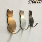Cat Pattern Self-Adhesive Wall Hook Cute Towel & Clothes Hanger