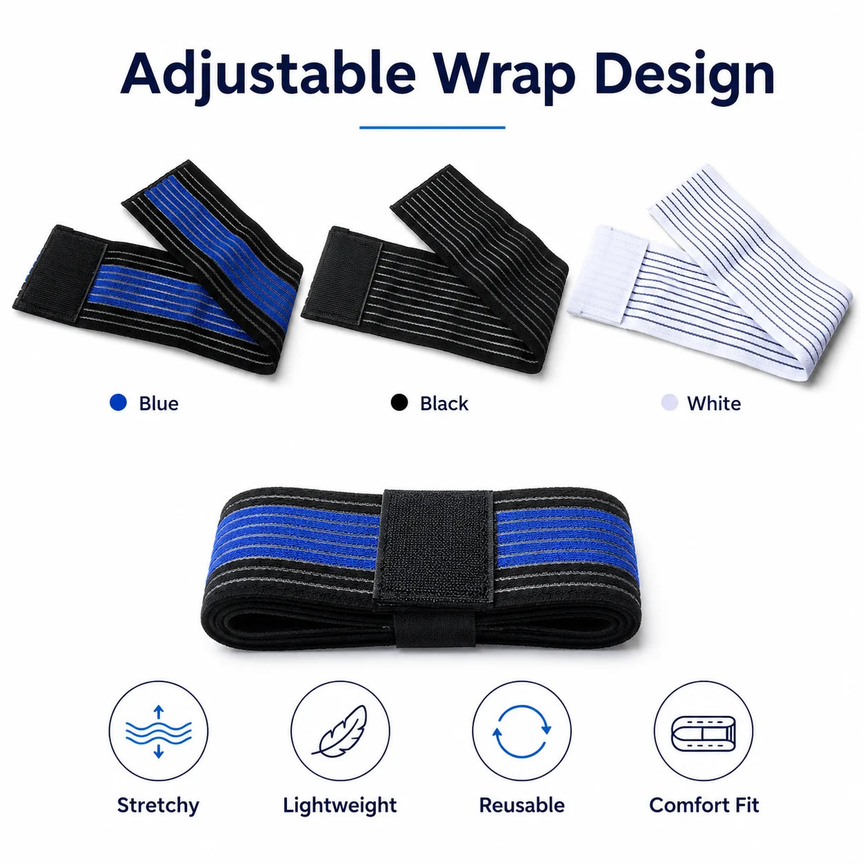 Elastic Wrist Wraps Adjustable Hook & Loop Gym Support Band Set