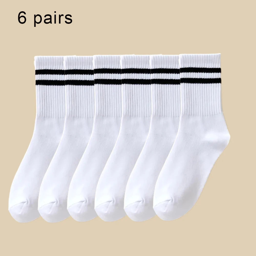 Women Mid Tube Socks 3-6 Pairs Breathable Warm Autumn Winter Comfort