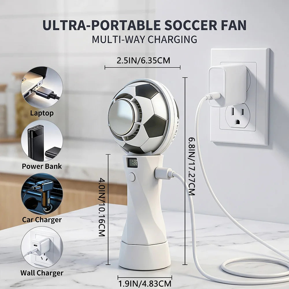 Football Mini Fan UK 3000mAh USB-C Rechargeable Desk Fan