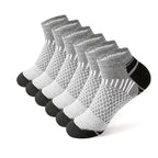 Pack of 6 pairs grey and white striped mens sports socks suitable for fitness running and training