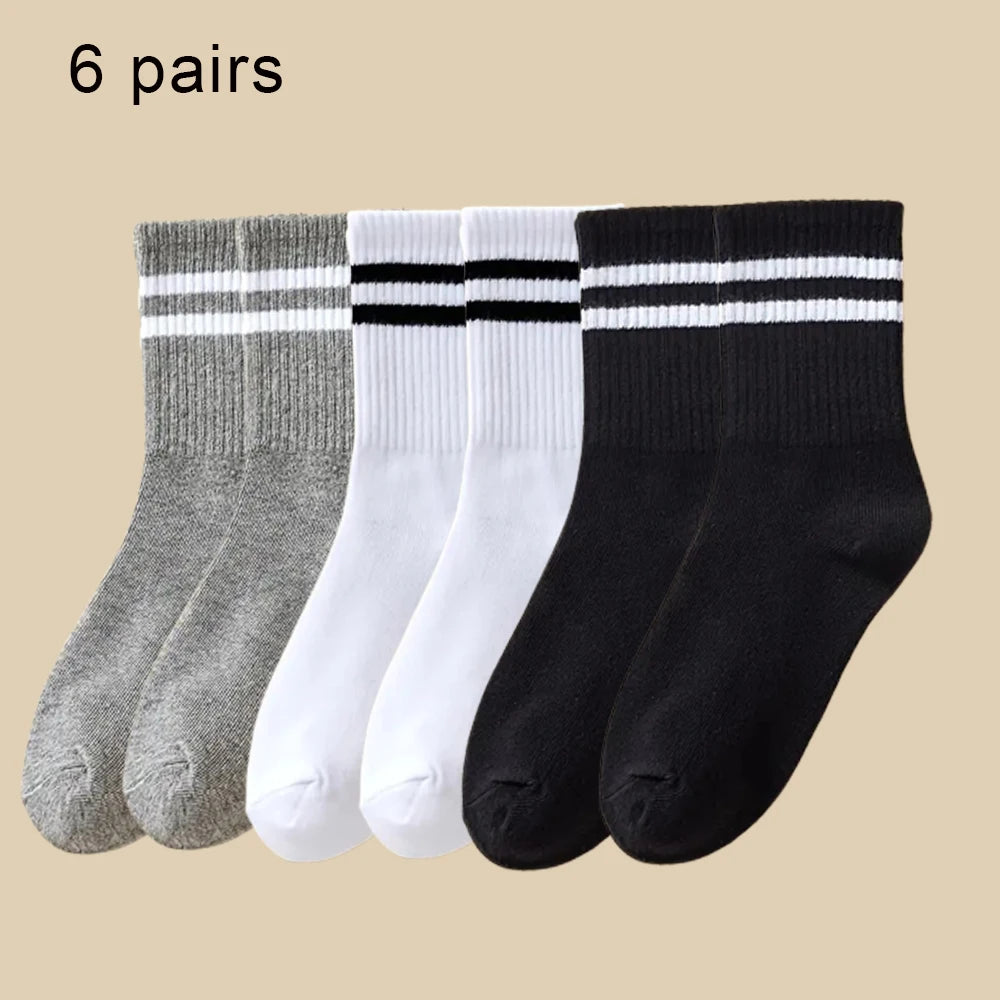 Women Mid Tube Socks 3-6 Pairs Breathable Warm Autumn Winter Comfort