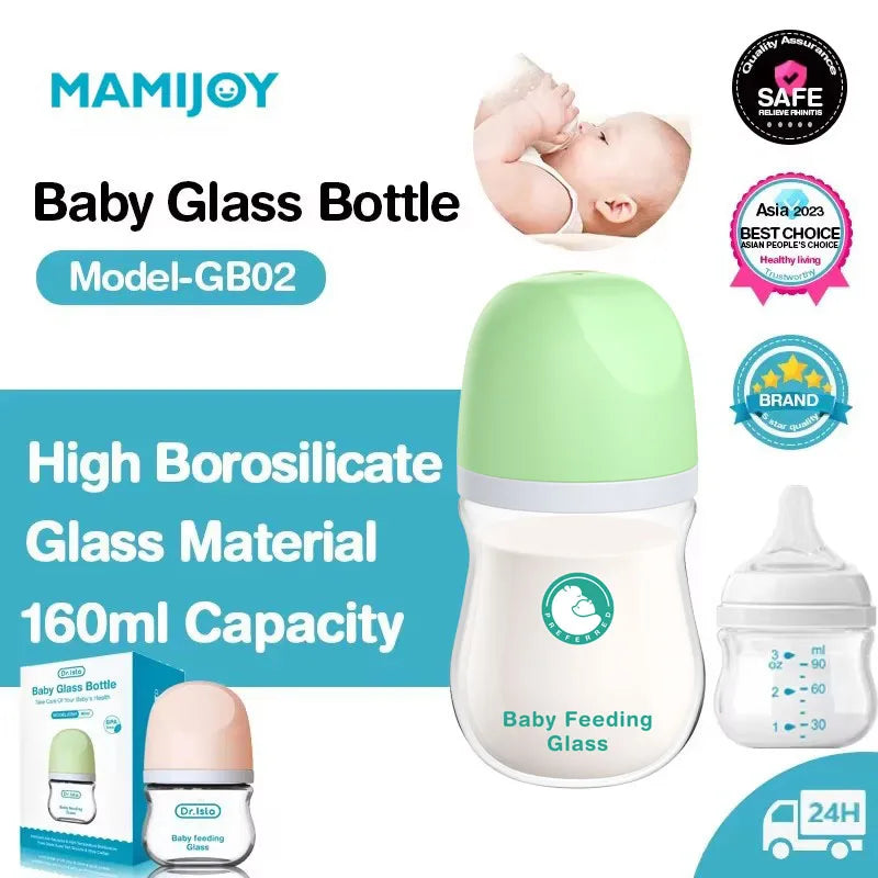 MAMIJOY Anti-Choke Glass Baby Bottle BPA Free
