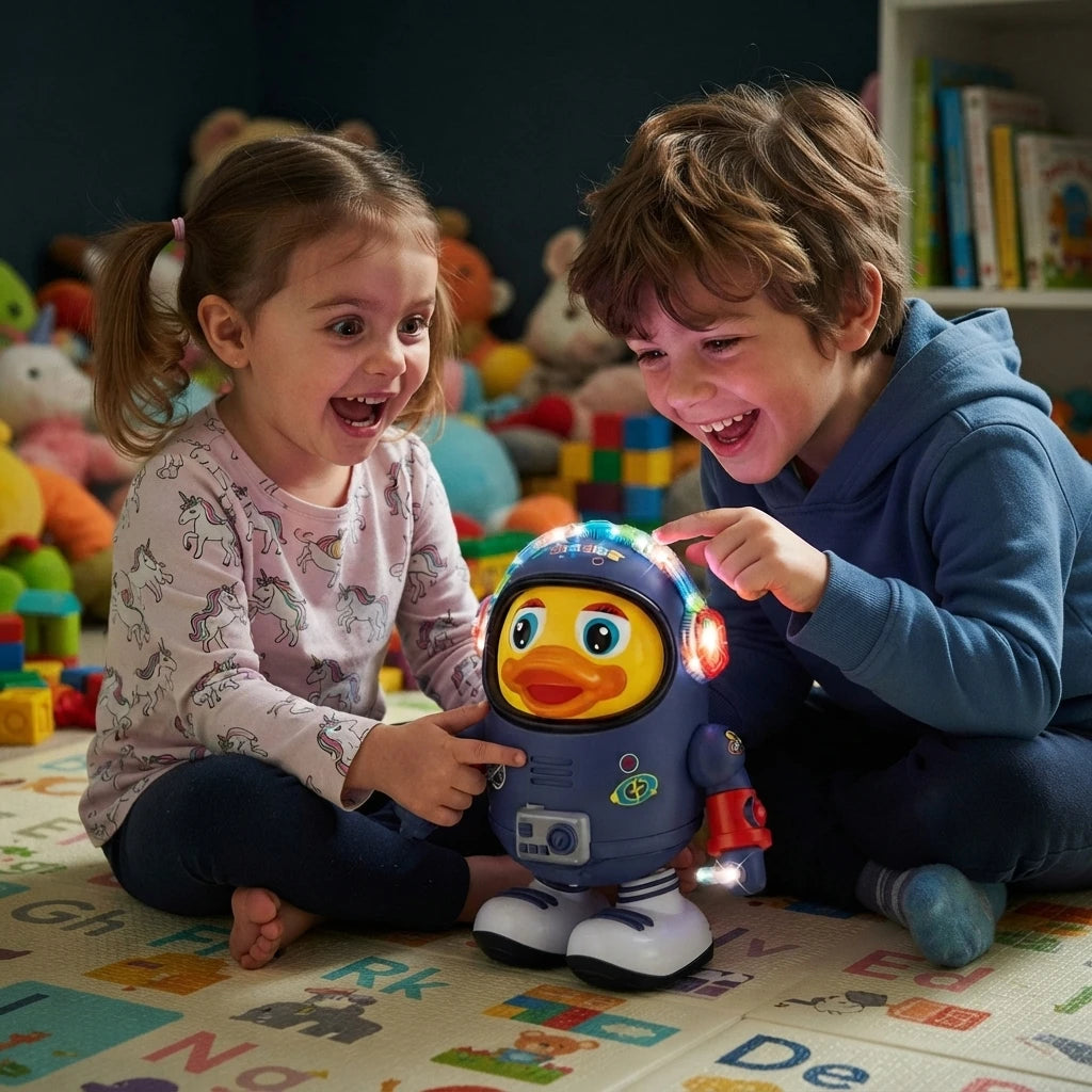 Dancing Astronaut Duck Toy – Musical LED Toy for Toddlers