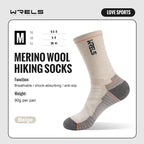 Thermal mid calf hiking socks made with premium merino wool blend providing cushioning and damping