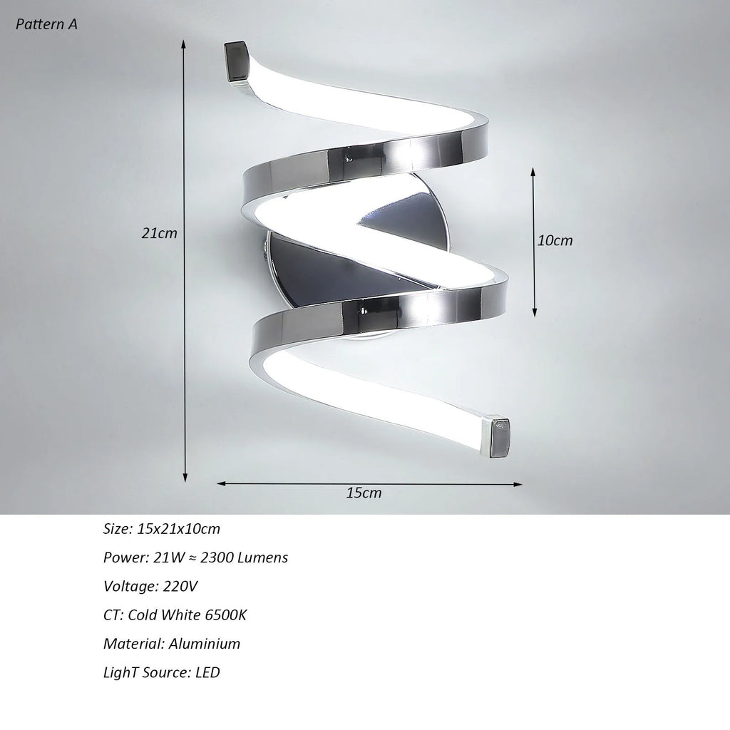 21W Creative Spiral LED Wall Sconce White Light