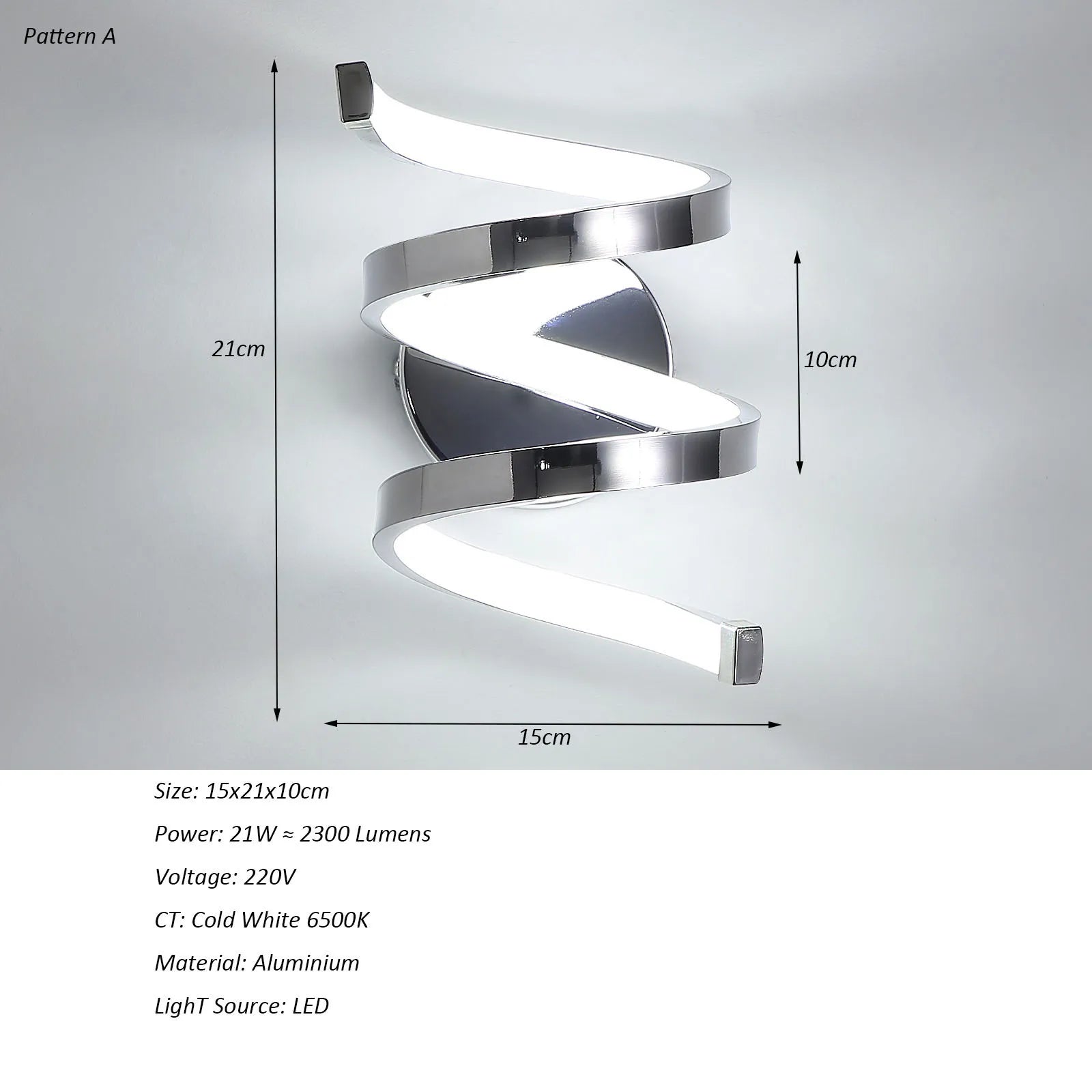 21W Creative Spiral LED Wall Sconce White Light