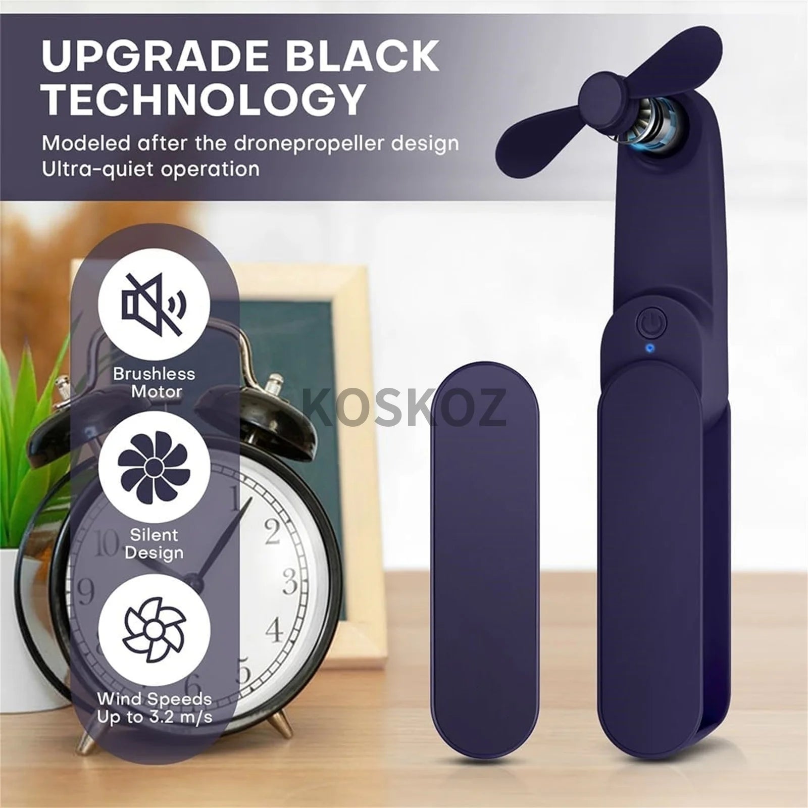 2-in-1 Mini Handheld Fan UK USB Rechargeable Foldable Fan