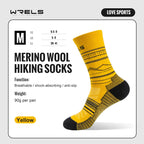 WRELS high performance thermal hiking socks in yellow color for unisex winter outdoor gear
