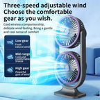 Dual-Head USB Desk Fan UK 3-Speed Quiet Fan with Night Light